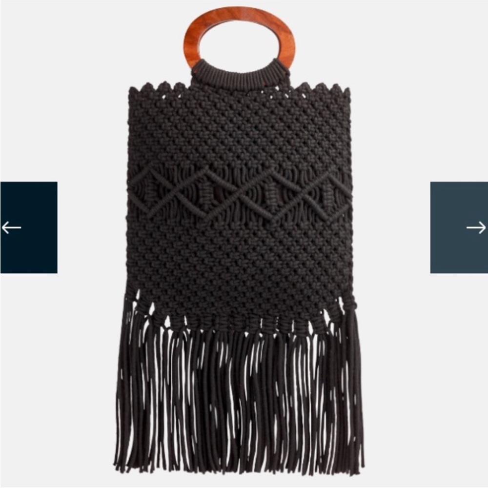 Danielle Nicole Macrame Handbag Black New Knit